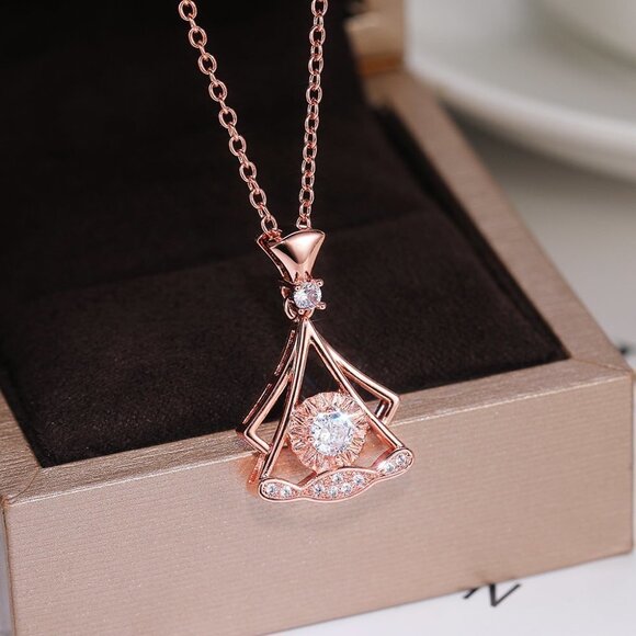 💥Shiny Unique Shape Rose Gold Plated Necklace for Women, MARR9003 - Picture 3 of 6
